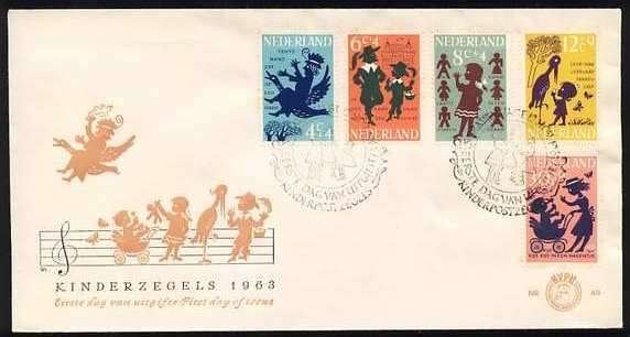 Nederland FDC E60 Zonder Adres, Kinderpostzegels 1963, Postzegels en Munten, Postzegels | Eerstedagenveloppen, Ophalen of Verzenden