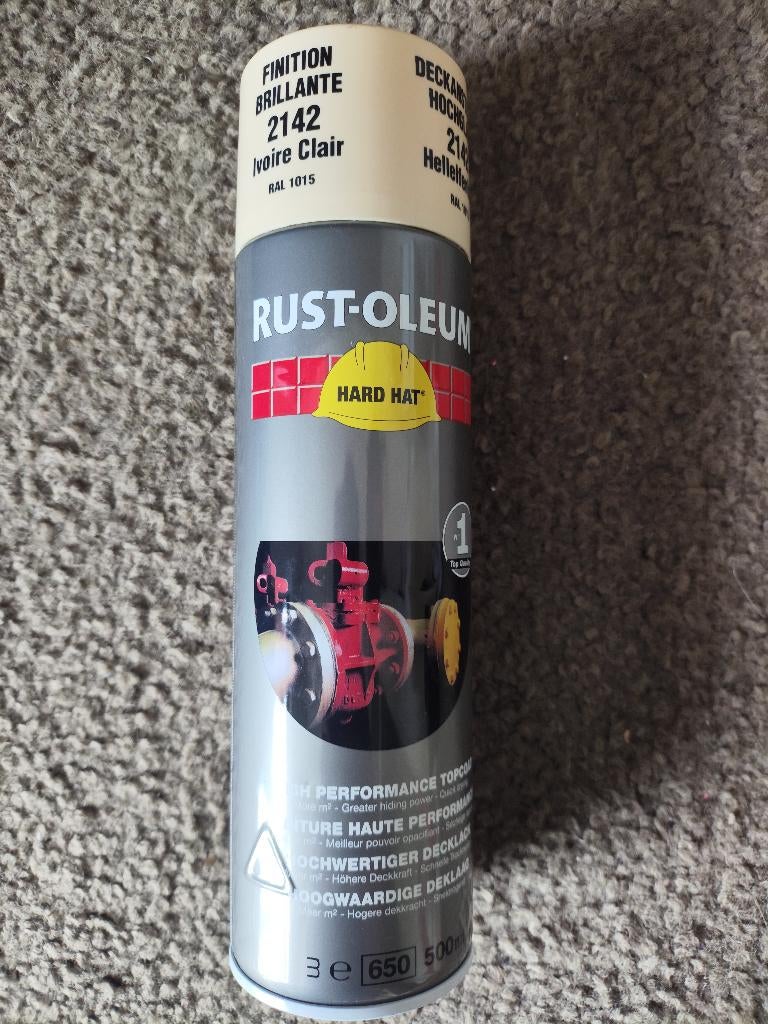 RUST-OLEUM 2142 Hard Hat topcoat licht-ivoor RAL1015 500ml, Overige kleuren, Nieuw, Ophalen of Verzenden, Lak