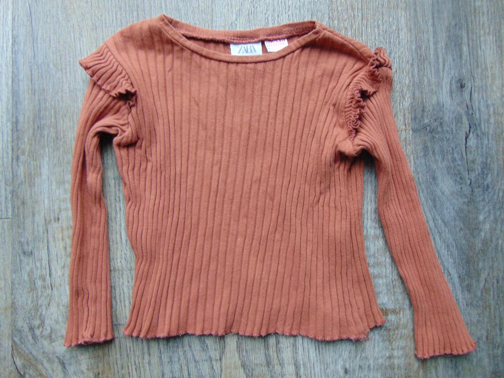 Zara longsleeve bruin ruches maat 86 shirt lange mouwen, Kinderen en Baby's, Babykleding | Maat 86, Meisje, Ophalen of Verzenden
