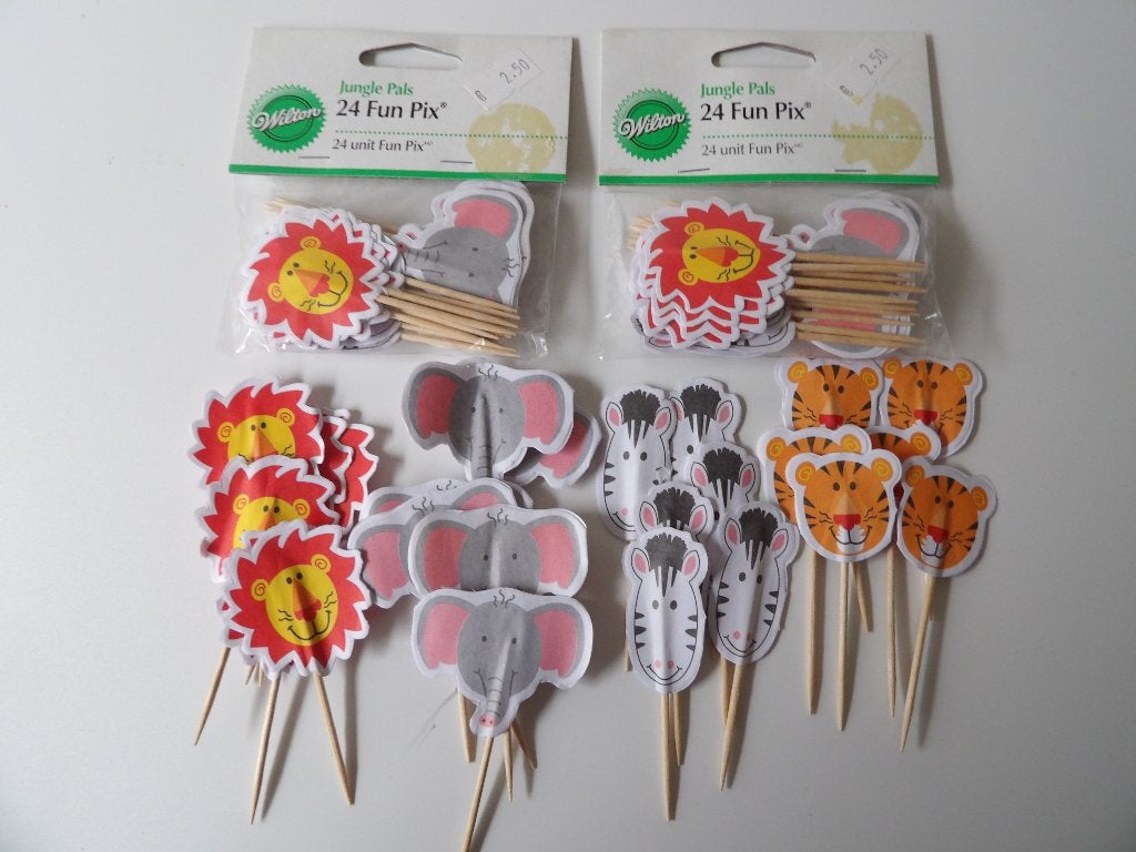 nieuw 72x Wilton prikkers Jungle dieren, Ophalen of Verzenden, Nieuw, Taarten of Cupcakes, Versiering