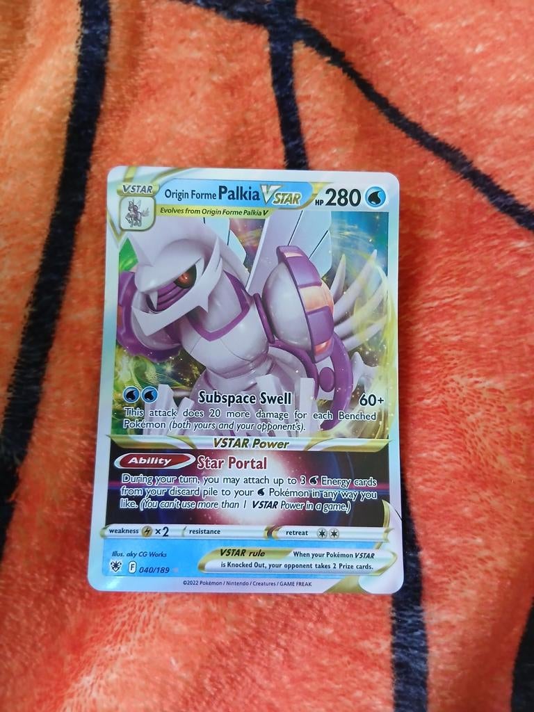 Pokémon Kaart Origin Forme Palkia VSTAR + Hoesje, Ophalen of Verzenden, Gebruikt, Losse kaart, Foil