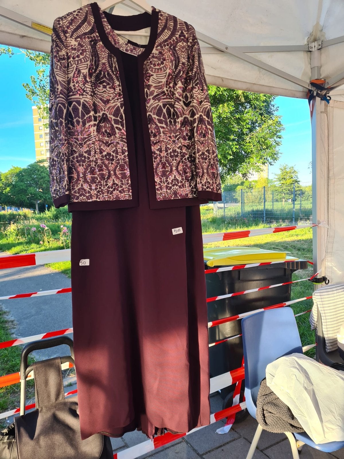 Elegante paarse jurk met bijpassend jasje, Kleding | Dames, Jurken, Paars, Maat 42/44 (L), Ophalen of Verzenden, Zo goed als nieuw