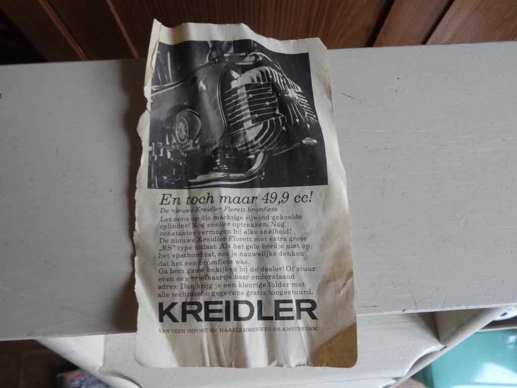 Oude reclame cilinder Kreidler Florett bromfiets, Ophalen, Gebruikt, Overige typen