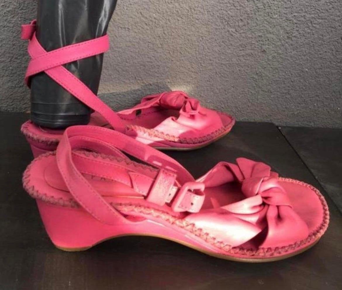 Elegante Hispanitas roze leren sleehak slippers maat 35, Ophalen, Sandalen of Muiltjes, Roze, Gedragen