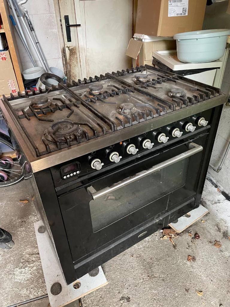 boretti gasfornuis VT96ZW 90 cm breed zwart, Witgoed en Apparatuur, Fornuizen, Gebruikt, Vrijstaand, Gas, 5 kookzones of meer