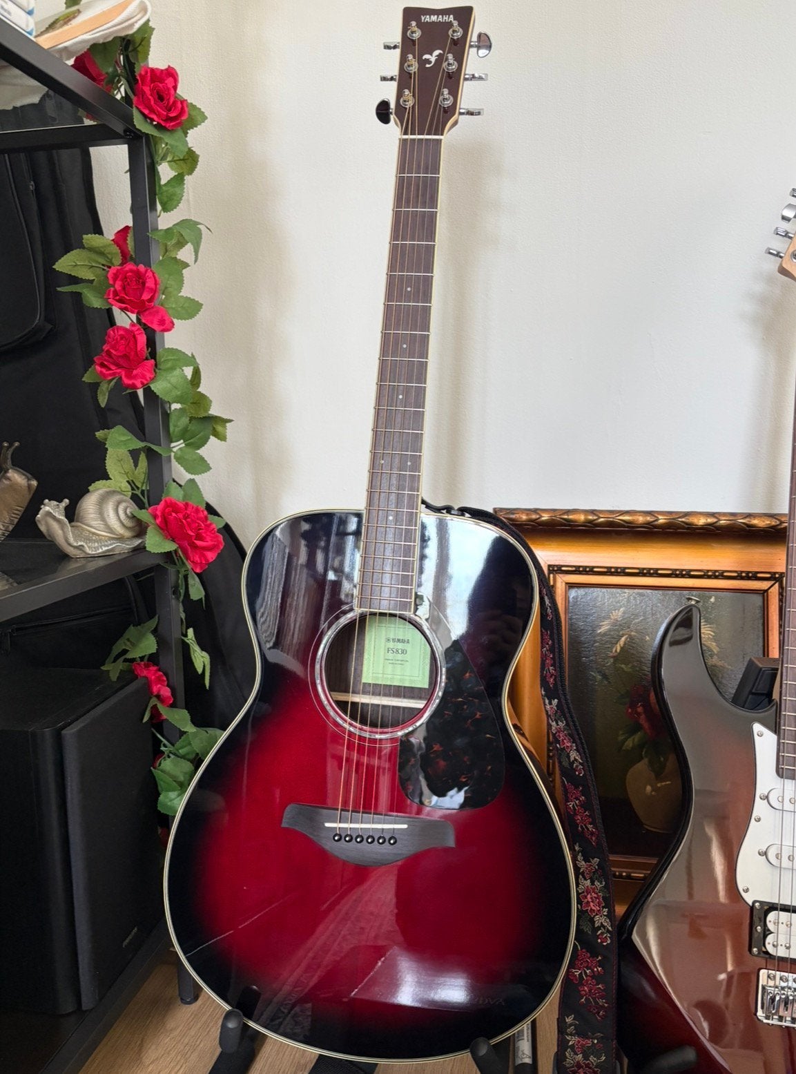 Yamaha FS830 dusk sun red akoustische westerngitaar, Ophalen, Zo goed als nieuw, Western- of Steelstringgitaar, Met koffer