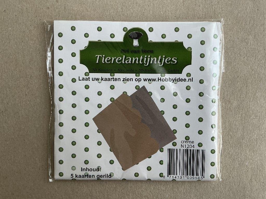 Pakje 5 tierelantijntje kaarten, Ophalen of Verzenden, Nieuw, Overige thema's, Blanco kaart of Basiskaart