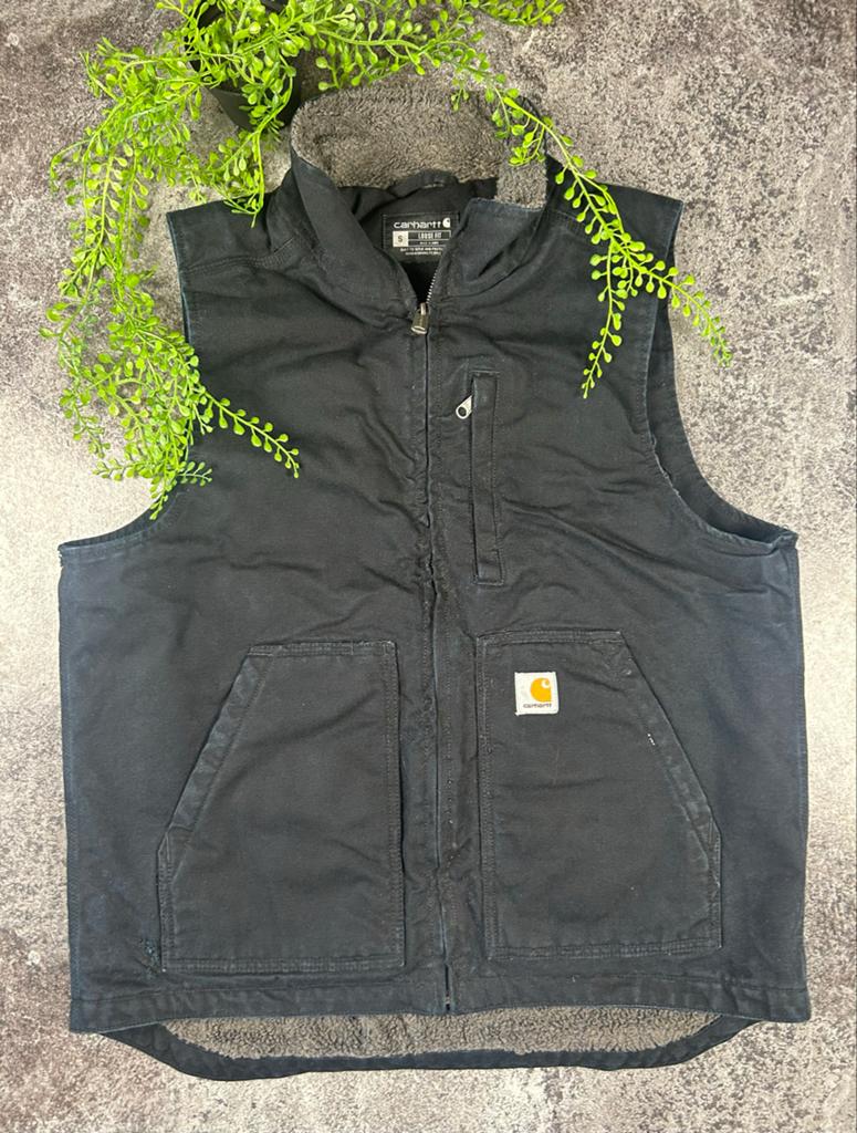 Carhartt Sherpa-Gevoerde Canvas Bodywarmer - Zwart - Maat L, Kleding | Heren, Bodywarmers, Ophalen of Verzenden, Gedragen, Maat 52/54 (L)