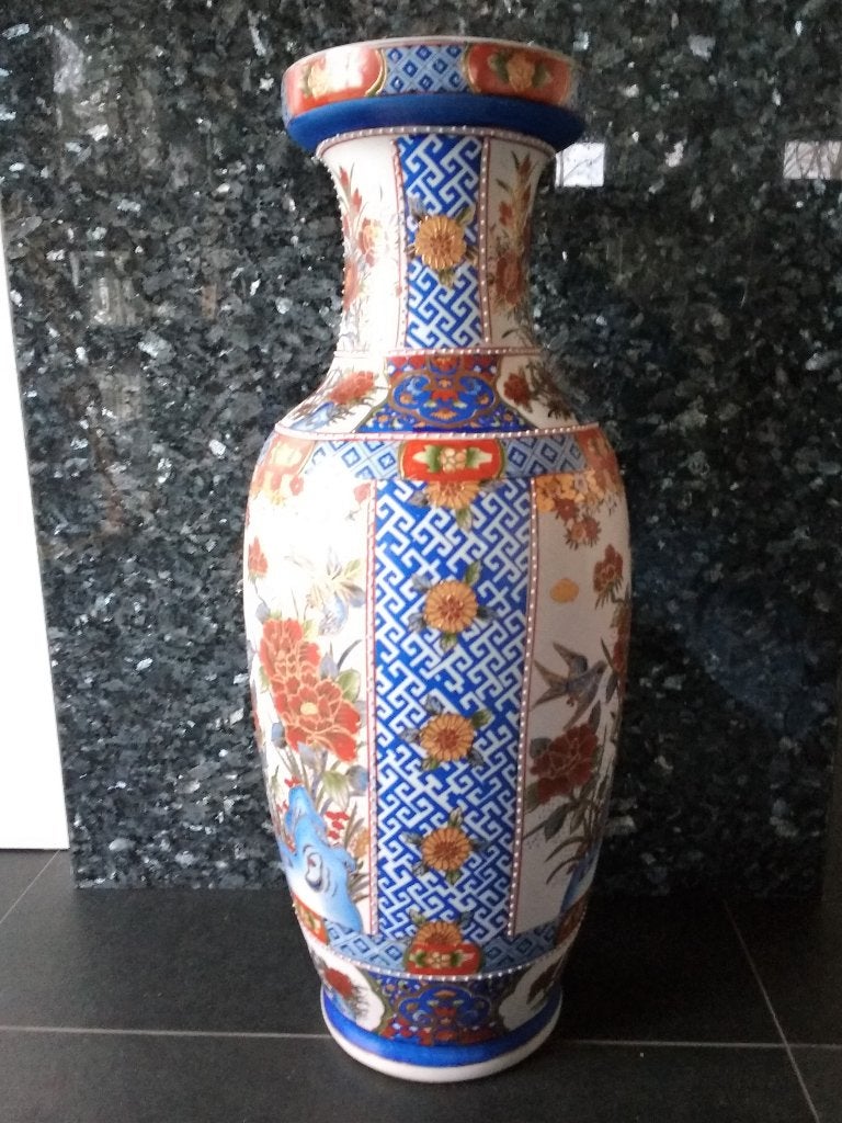 Vloervaas met Oosterse motieven, Meerkleurig, Ophalen of Verzenden, Zo goed als nieuw, 62 cm