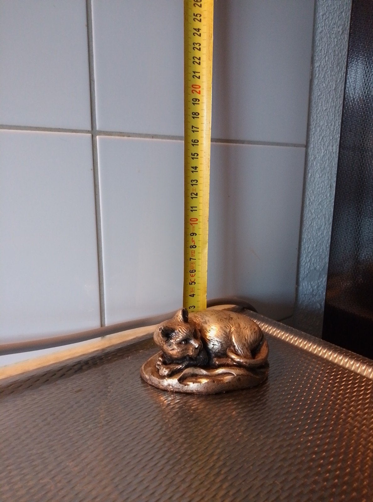 Vintage Kattenbeeldje - Bronskleurig, Ophalen of Verzenden, Gebruikt, Hond of Kat, Beeldje of Figuurtje