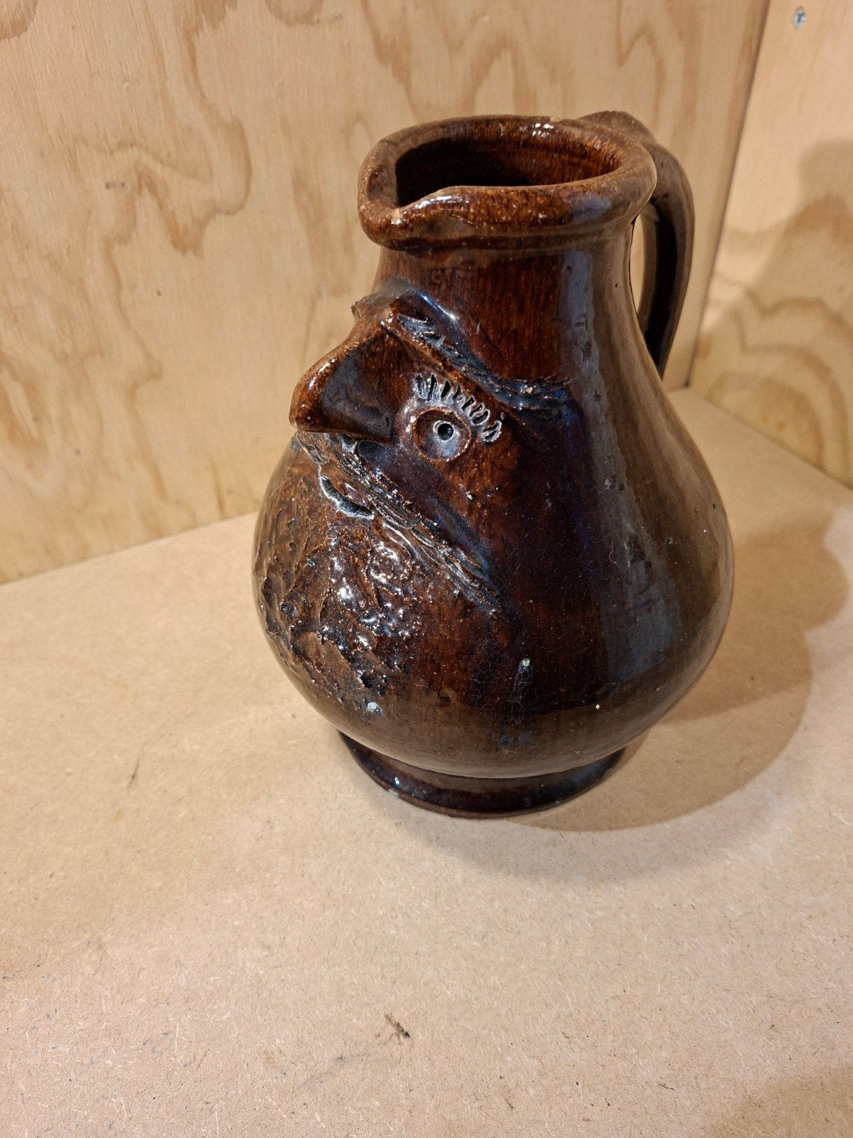 Antieke Baardmankruik - Bruin geglazuurd aardewerk, Ophalen of Verzenden