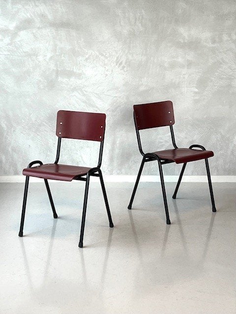 Retro stoelen nieuw stapelstoelen bordeauxrood prijs p/stuk, Overige kleuren, ., Nieuw, Ophalen of Verzenden