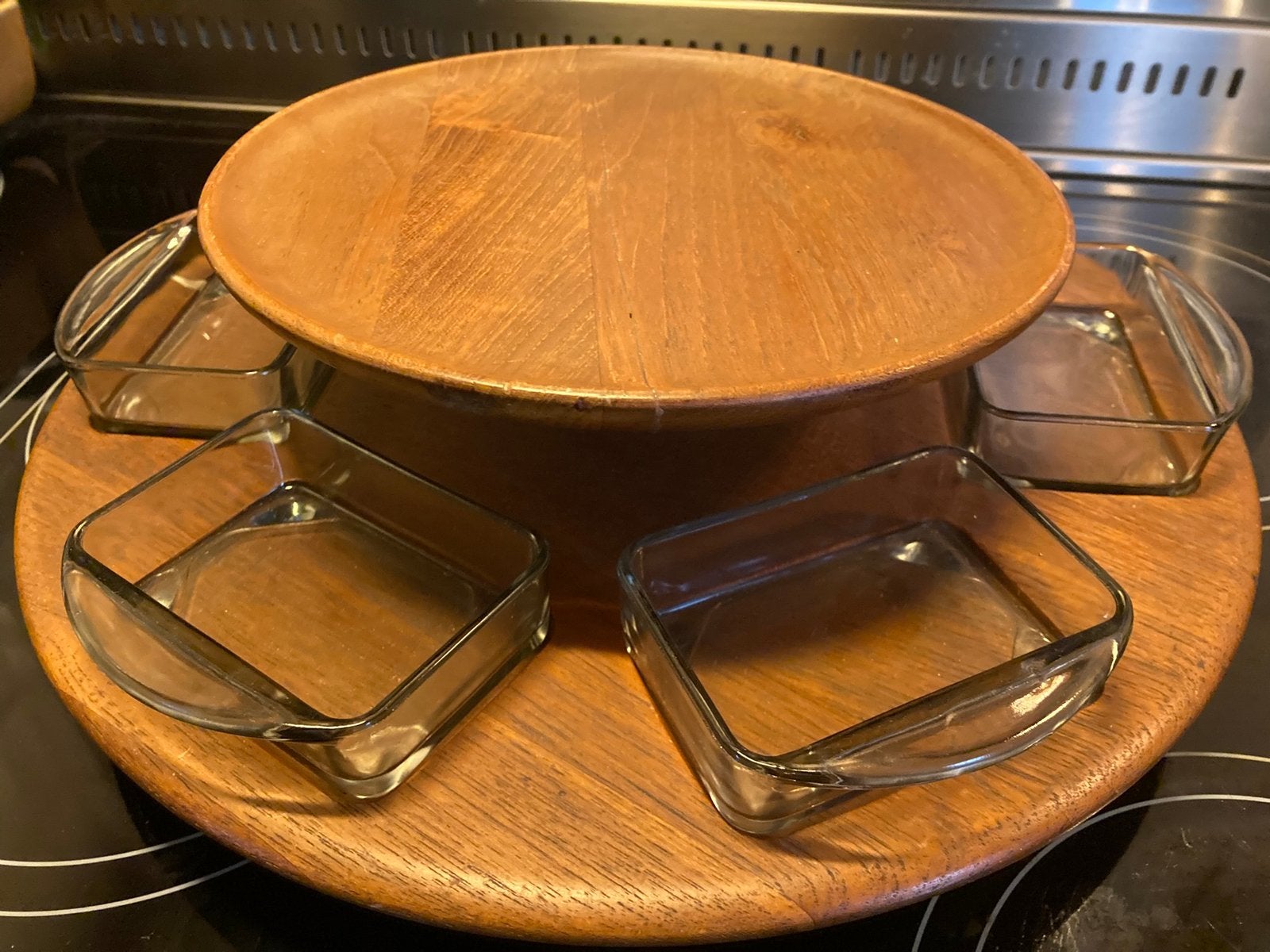 Digsmed Teak Snack Dienblad jaren 60 Scandinavie Lazy Susan, Ophalen
