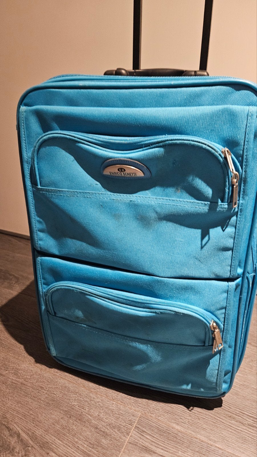 Enrico Benetti Koffer met Rits en Wieltjes - Turquoise, 40 tot 60 cm, Wieltjes, Gebruikt, Ophalen of Verzenden
