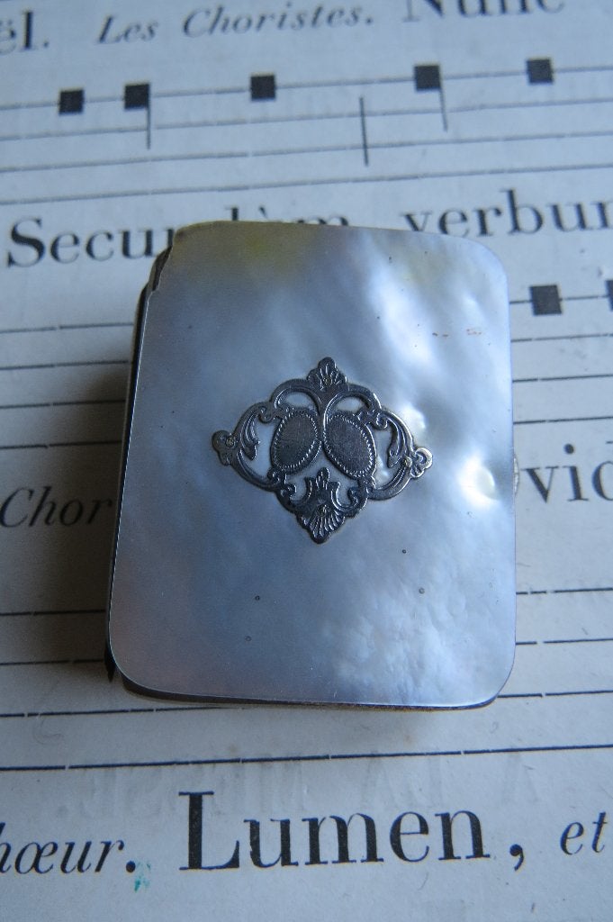 Antiek parelmoer met zilverinleg beursje c.1880, Antiek en Kunst, Ophalen of Verzenden
