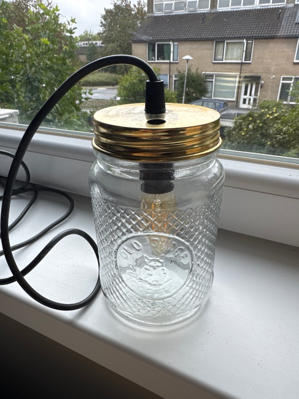 Unieke glazen pot lamp - Vintage stijl, Overige merken, Zo goed als nieuw, Glas, Vintage