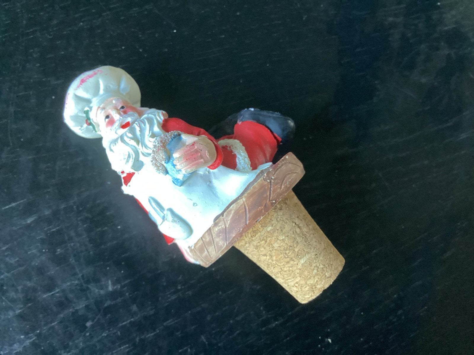 Vintage wijnflessen stop, als Kerstman verklede kok, Ophalen of Verzenden, Zo goed als nieuw