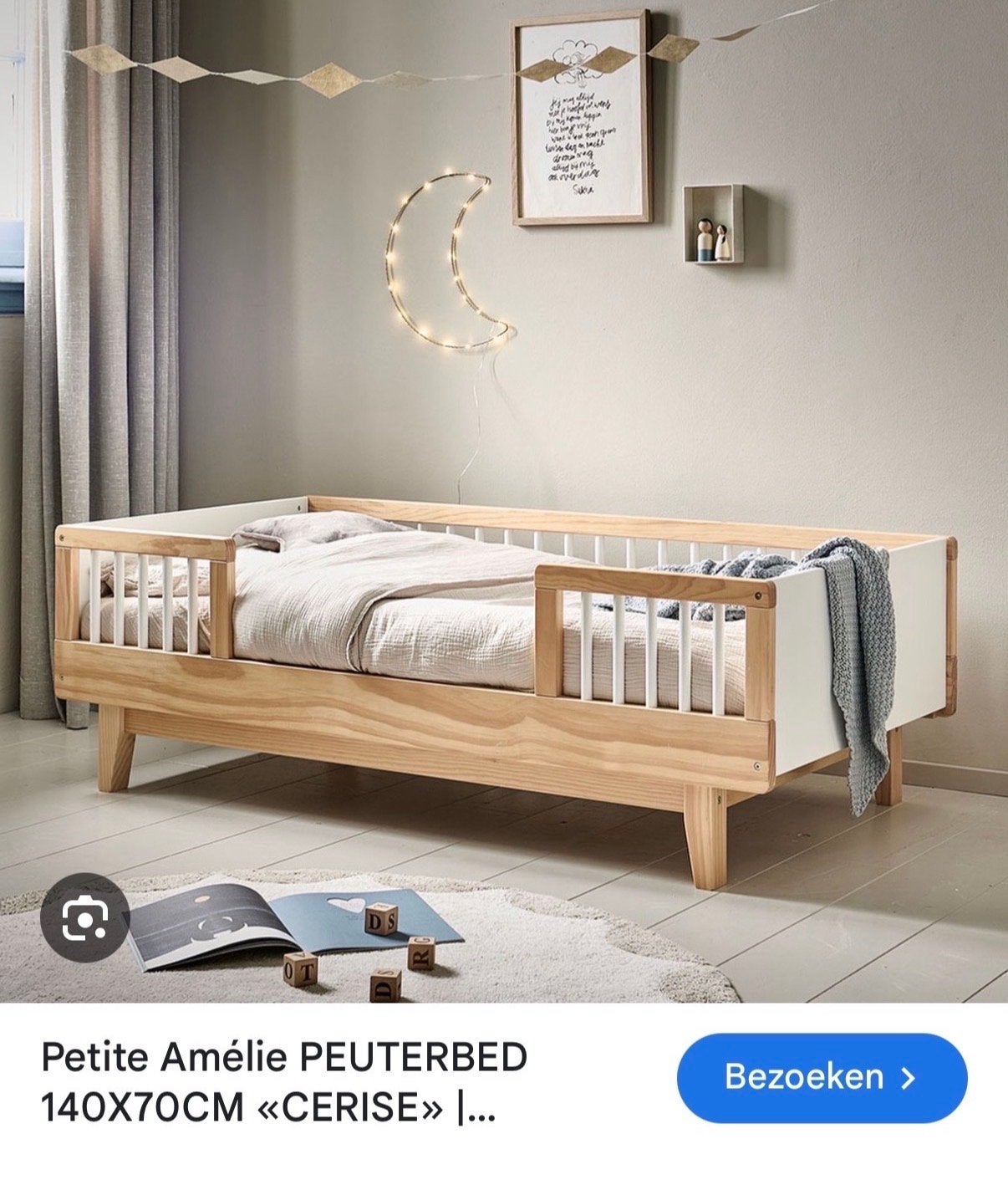 Petit Amélie Peuterbed Cerise 140x70cm + matras, Kinderen en Baby's, Kinderkamer | Bedden, Ophalen, 70 tot 85 cm, 140 tot 160 cm
