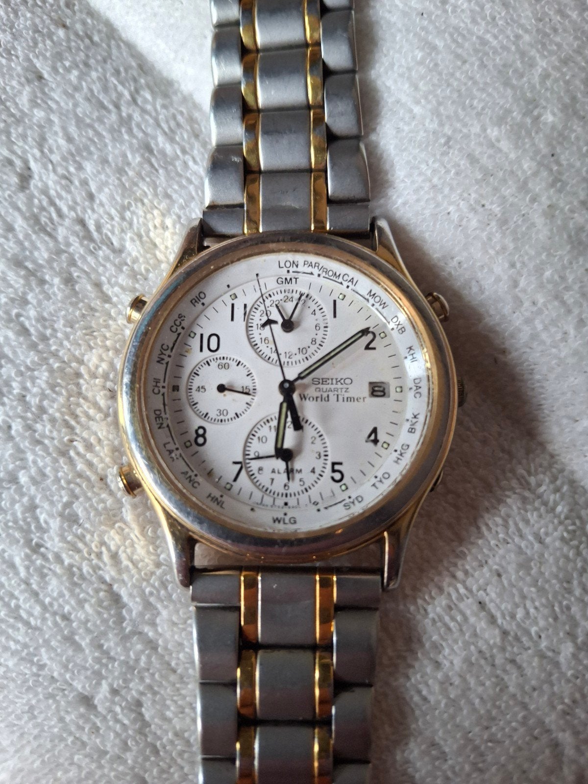 Vintage Seiko World Timer Chronograaf Herenhorloge, Sieraden, Tassen en Uiterlijk, Horloges | Heren, Ophalen of Verzenden