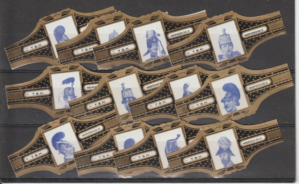 reeks 269  helmen   1-12 sigarenbanden, Ophalen of Verzenden, Zo goed als nieuw, Sigarenbandjes