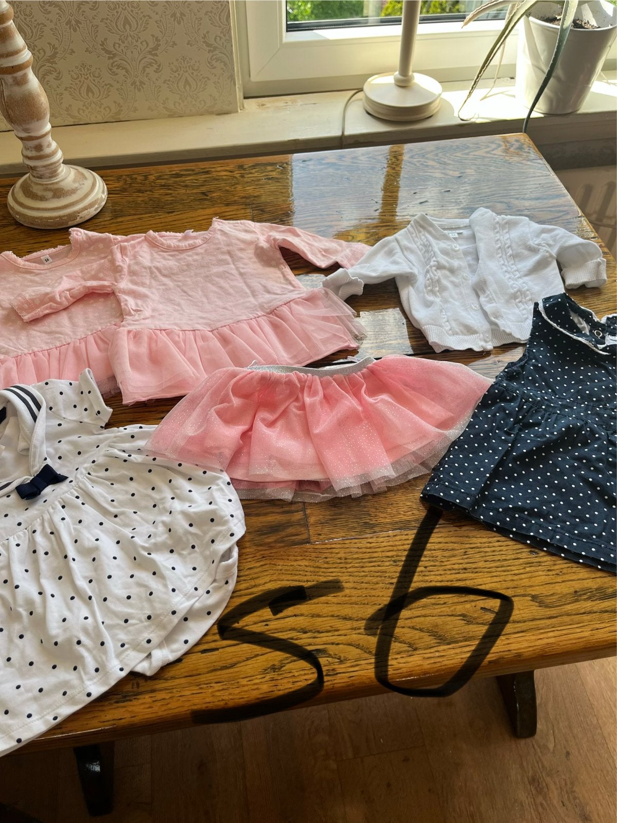 Babykleding pakket: jurkjes, rokje en vestje (maat 56), Ophalen of Verzenden, Gebruikt, Meisje