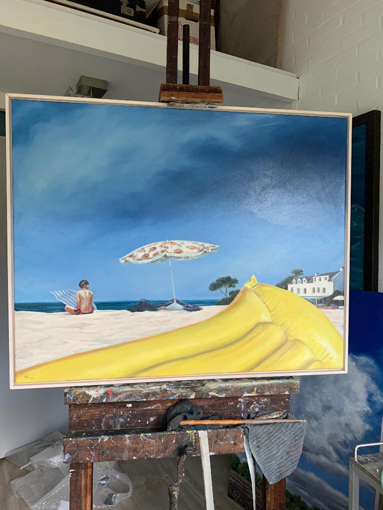 Olieverf schilderij, strandgezicht, Ophalen