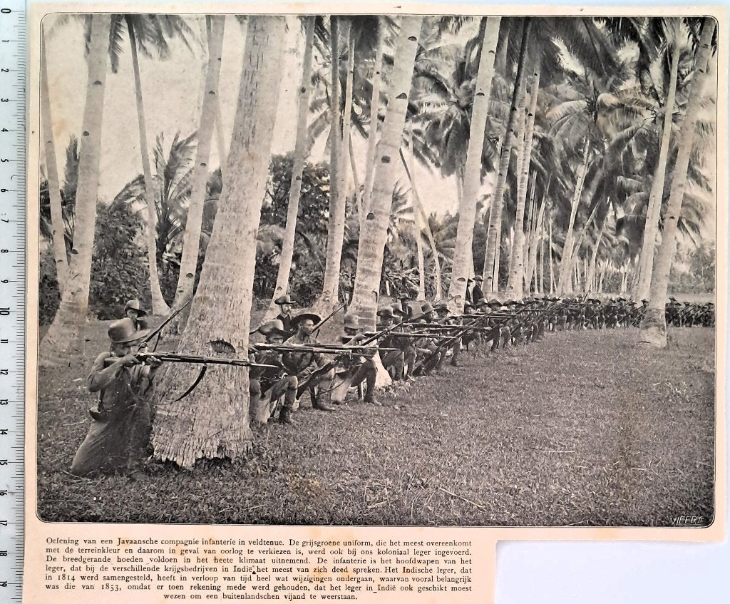 Leger Indië 1915; oefening Jav.Comp. infanterie in veldtenue, Verzenden, Voor 1940, Gebruikt, Overige onderwerpen