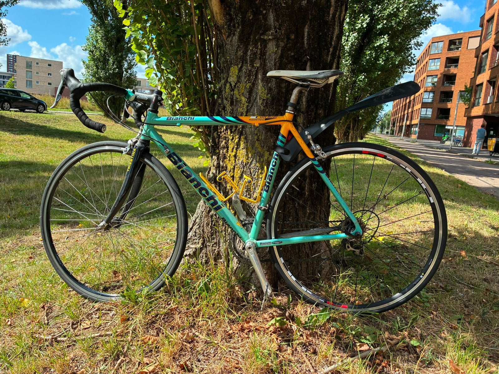 Racefiets Bianchi - carbon voorvork - vintage, 28 inch, Gebruikt, Velgrem, Aluminium
