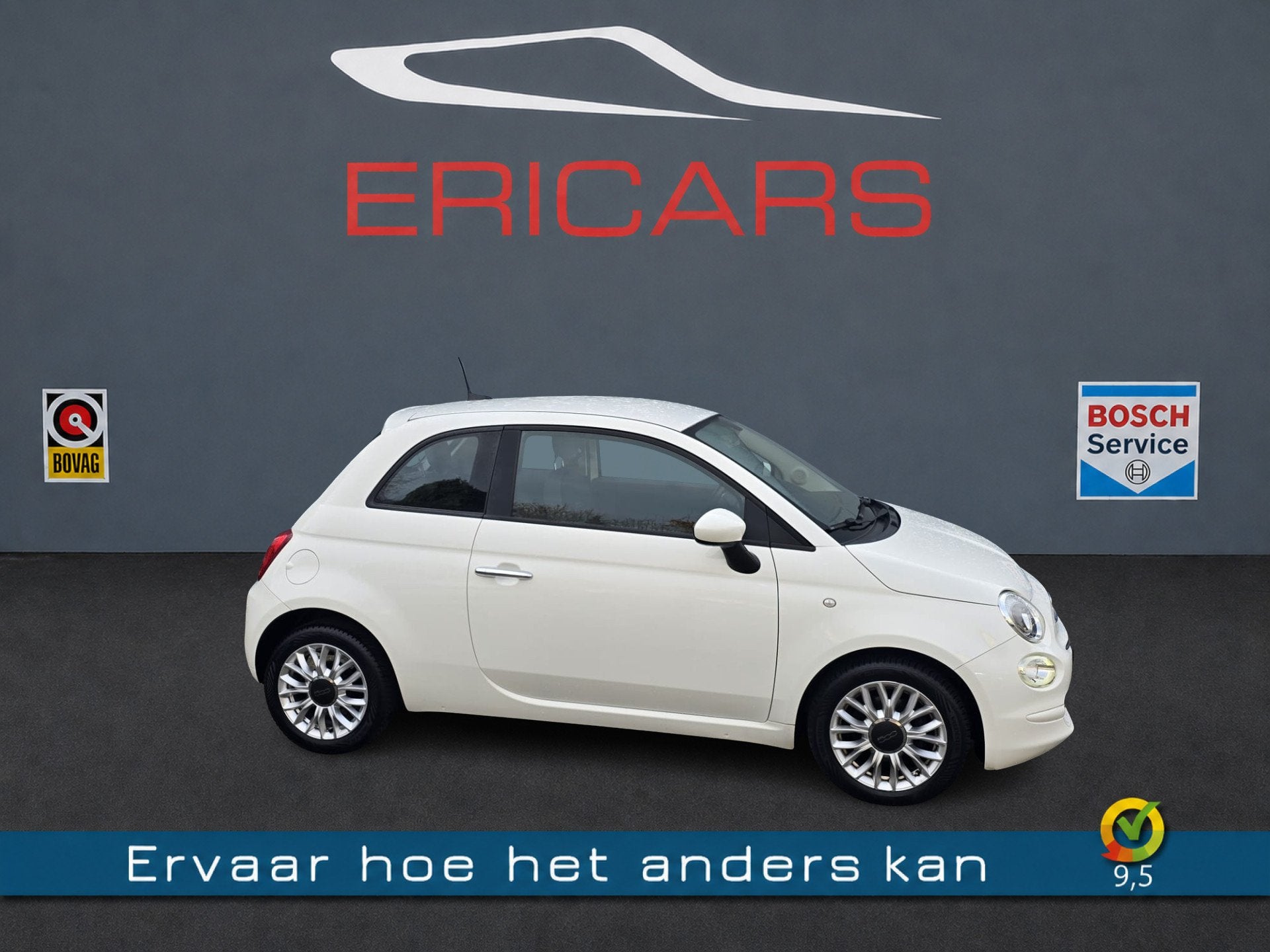 Fiat 500 0.9 TwinAir Turbo Popstar Automaat (bj 2016), Stof, Gebruikt, Wit, Origineel Nederlands