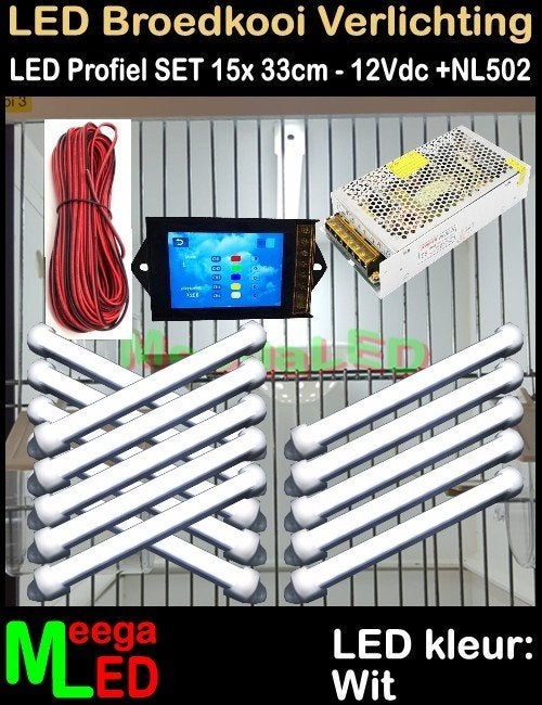 LED profiel strip NL502 SET 15x 33cm Broedkooi Kweekkooi, Dieren en Toebehoren, Ophalen of Verzenden, Nieuw, Aluminium, Broedkooi of Kweekkooi