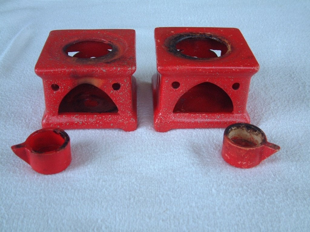 2 x antiek gaaf rood kinder speelgoed komfoortje met testje, Antiek en Kunst, Ophalen of Verzenden