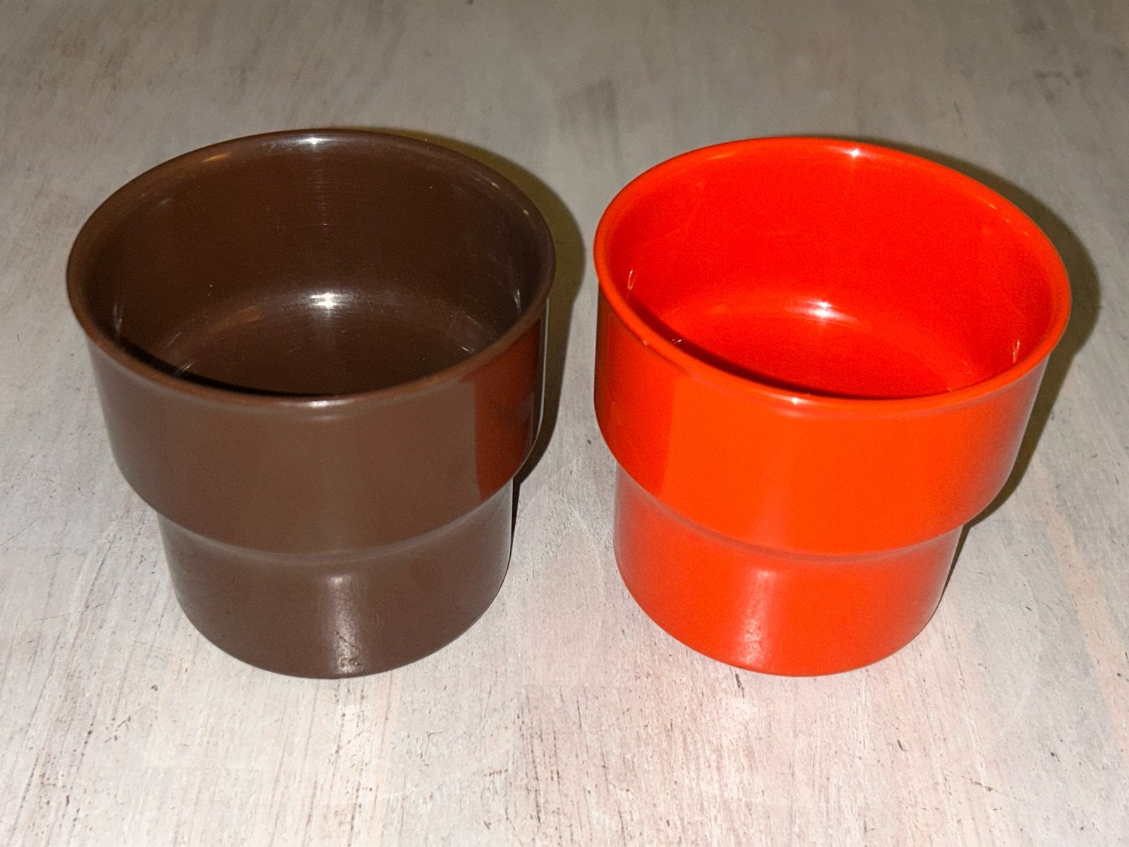 Vintage Mepal schoolbekers - Melamine - Bruin & Oranje, Ophalen of Verzenden