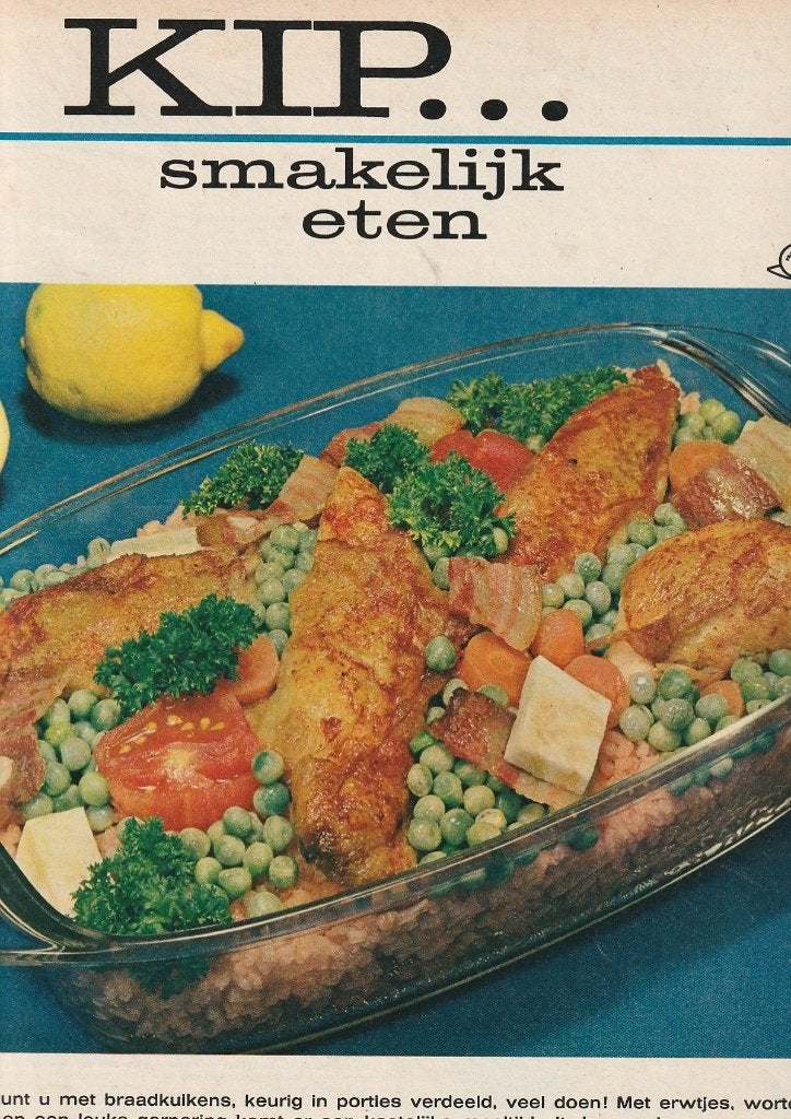 Retro reclame 1964 Kip smakelijk eten met erwtjes, Verzamelen, Verzenden, Overige typen