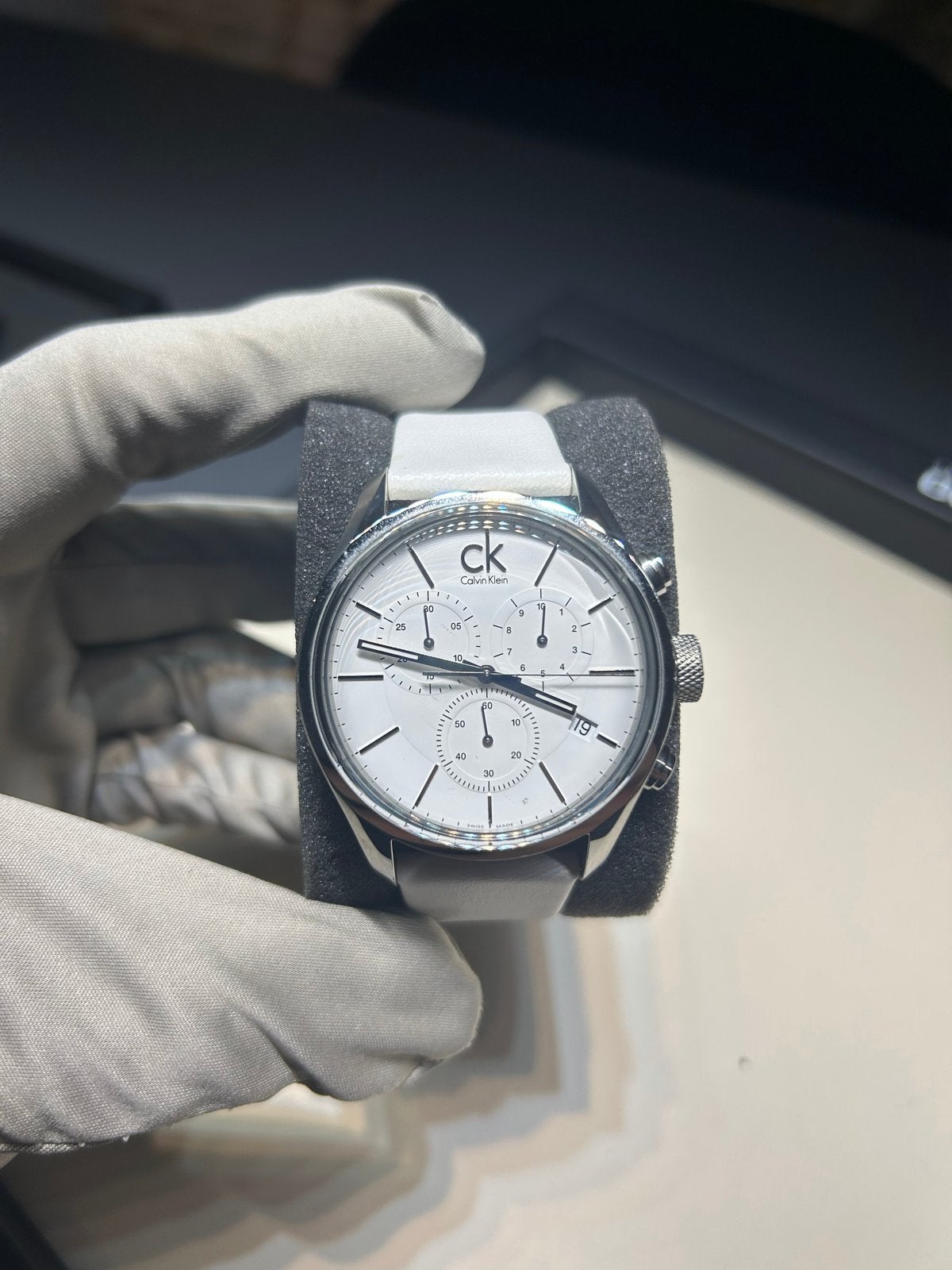 Calvin Klein Heren Horloge Masculine Chronograph K2H27101, Overige merken, Leer, Staal, Polshorloge