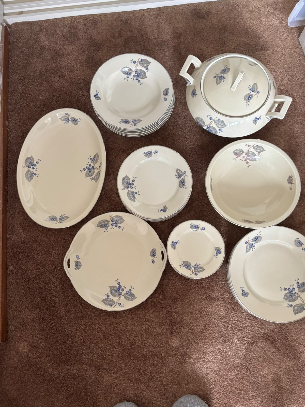Te koop Tjechisch servies 29 onderdelen. Beige met blauw, Ophalen, Steen/keramiek, Meerkleurig, Overige typen