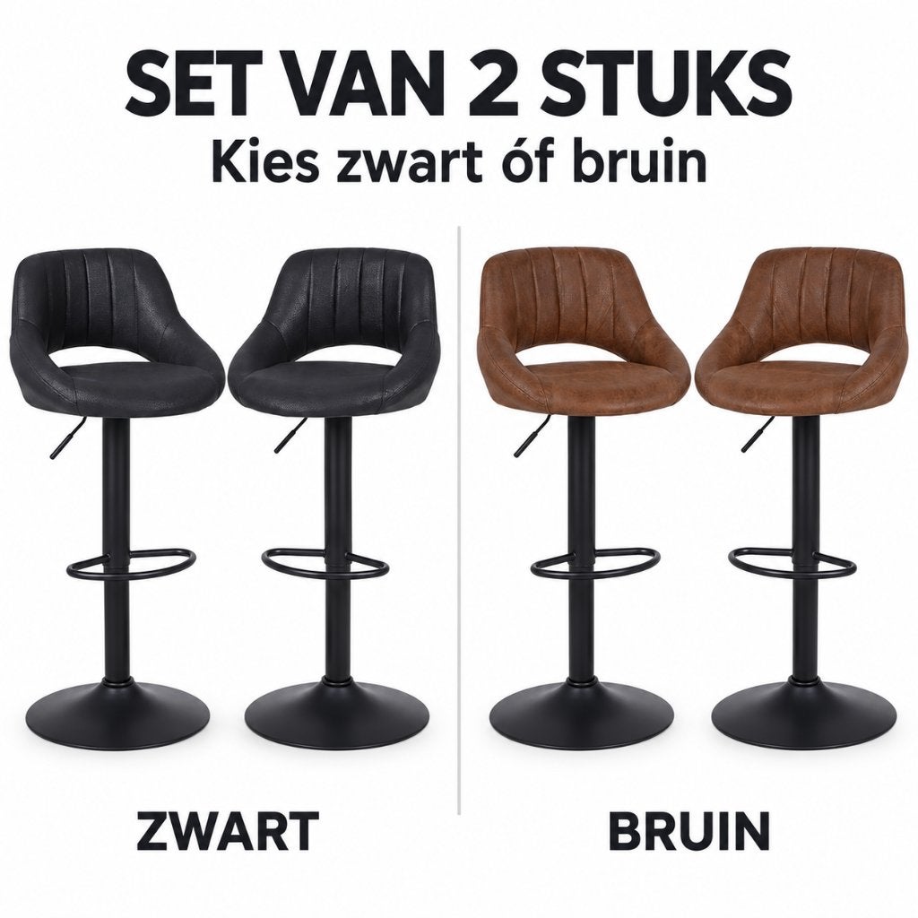 2x Barkruk Industrial barkrukken: zwart of bruin