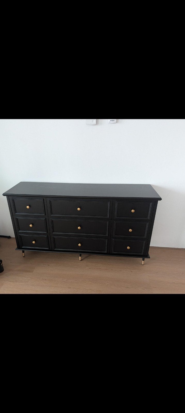Zwart dressoir met 9 lades - 150x85x40 cm, Ophalen, Modern, Klassiek, 150 tot 200 cm, Zo goed als nieuw