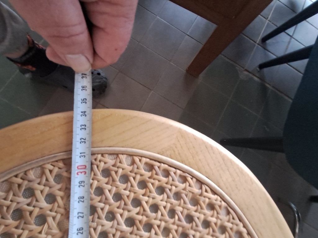 Ronde houten bijzettafel rotan webbing krukje  CS27282, Ophalen, Gebruikt, Hout