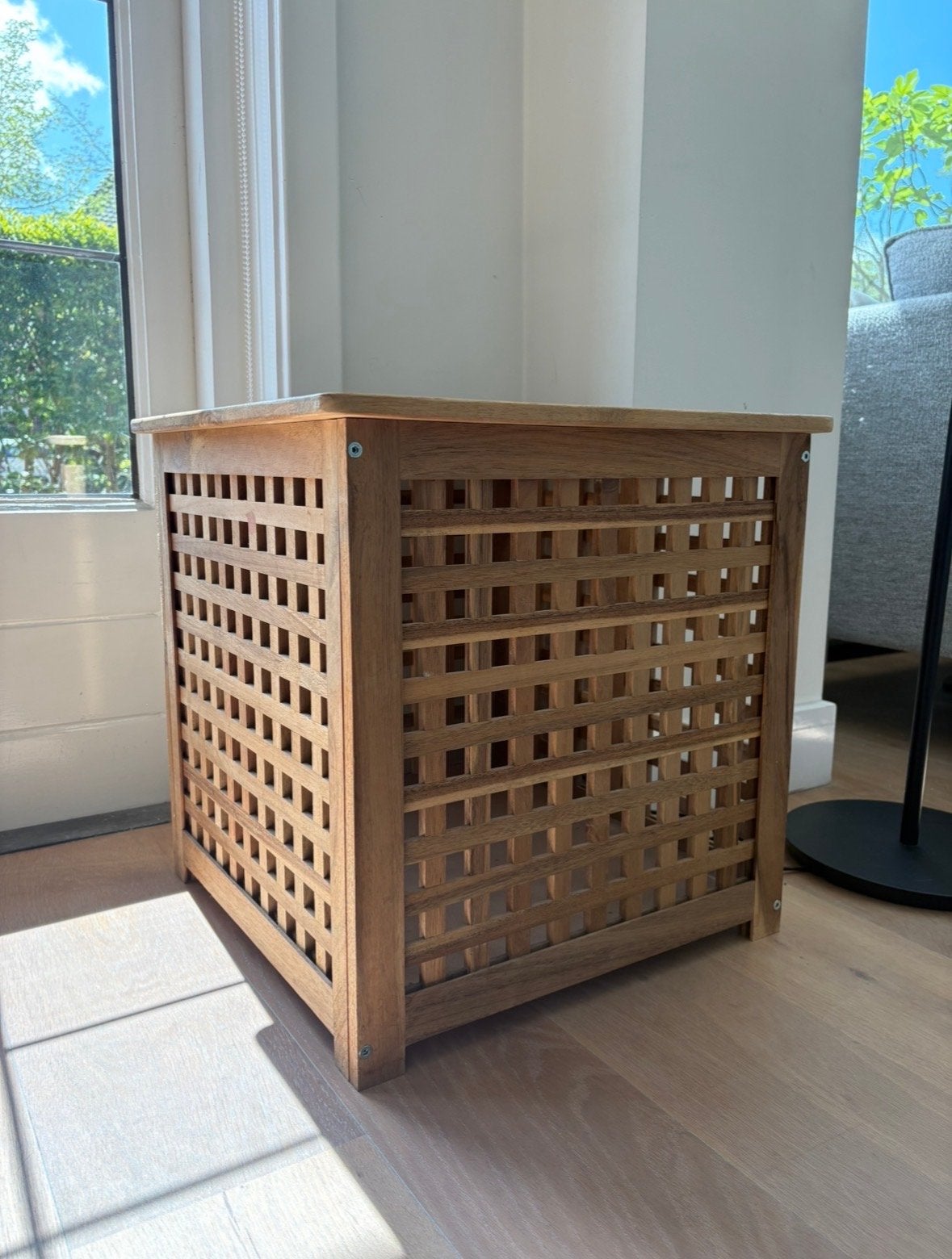 Houten bijzettafel/opbergmeubel - acacia - 50x50, Minder dan 55 cm, Vierkant, Zo goed als nieuw, Hout