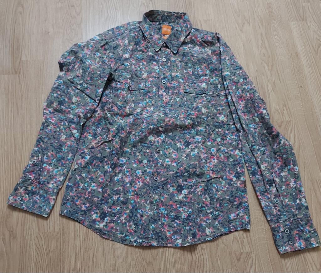 Hugo Boss blouse lange mouwen, print. Slimfit, maat L., Ophalen of Verzenden, Gedragen, Blauw, Hugo Boss