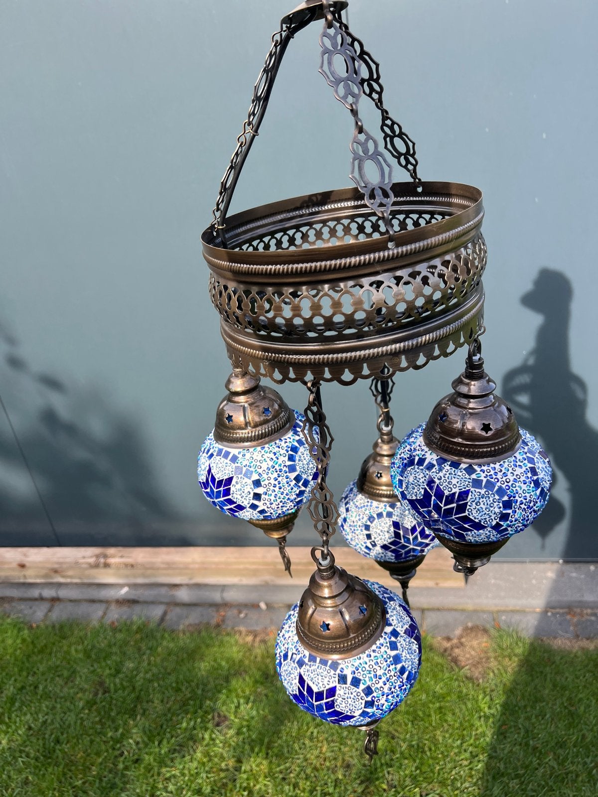 Turkse Mozaïek Hanglamp met 4 Bollen, Ophalen, Nieuw, Glas, Overige fittingen