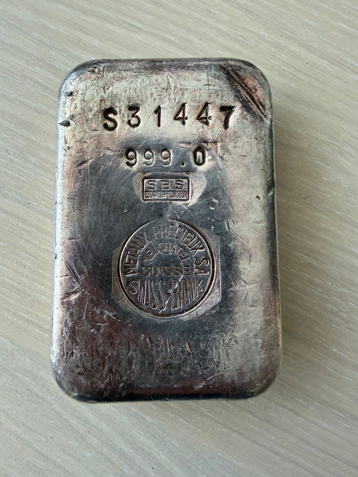 1 kilo neuchatel swiss bank, Ophalen of Verzenden, Zilver