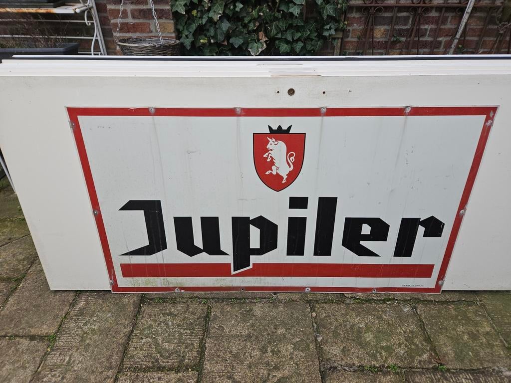 Groot Jupiler stalen reclamebord., Verzamelen, Ophalen, Gebruikt, Reclamebord