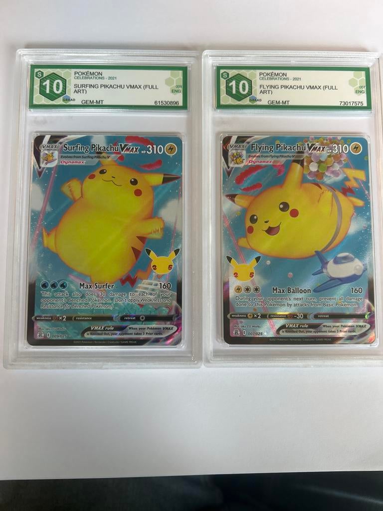 Pokémon Celebrations Pikachu VMAX GRADED 10 Set, Ophalen of Verzenden, Zo goed als nieuw, Meerdere kaarten