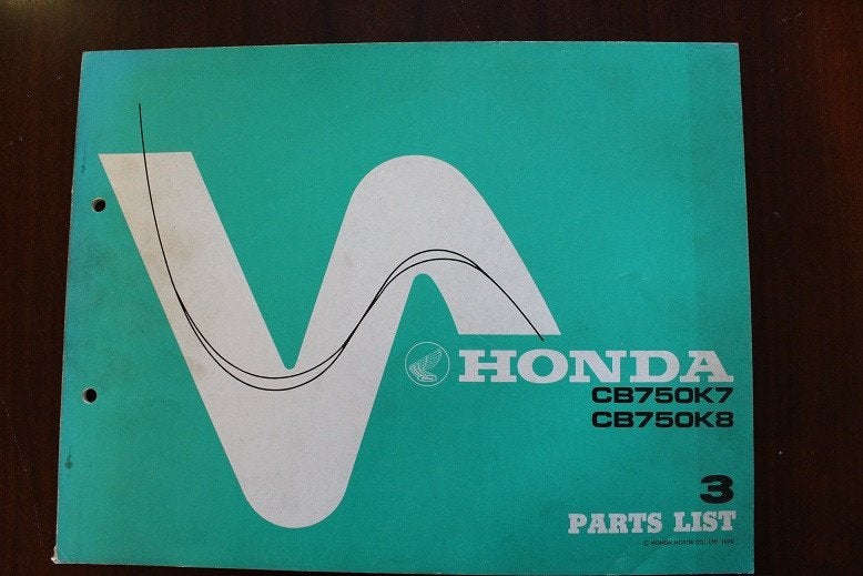 Honda CB750 K7 K8 1978 motorcycle parts list CB750 SOHC, Motoren, Ophalen of Verzenden, Honda