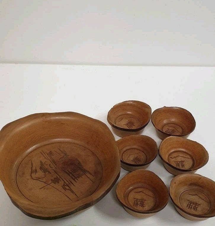1707)vintage teak houten noten schalen, Huis en Inrichting, Ophalen of Verzenden, Rond, Hout