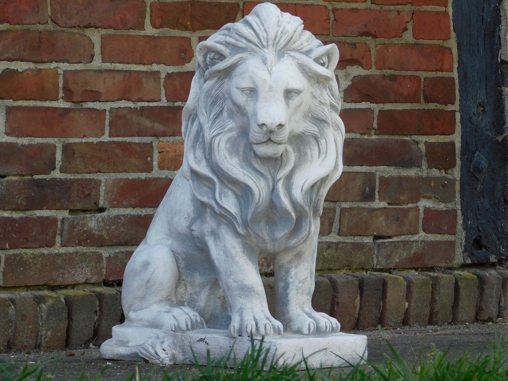 Beeld Leeuw - 60 cm - Massief Steen, ., Nieuw, Ophalen of Verzenden, .