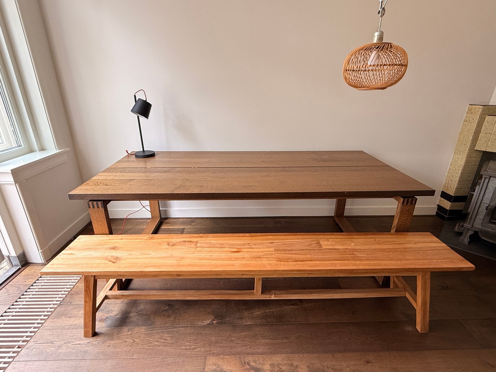 IKEA Eettafel 220x100 cm voor 6 personen, Huis en Inrichting, Ophalen, Gebruikt, Eikenhout, 200 cm of meer