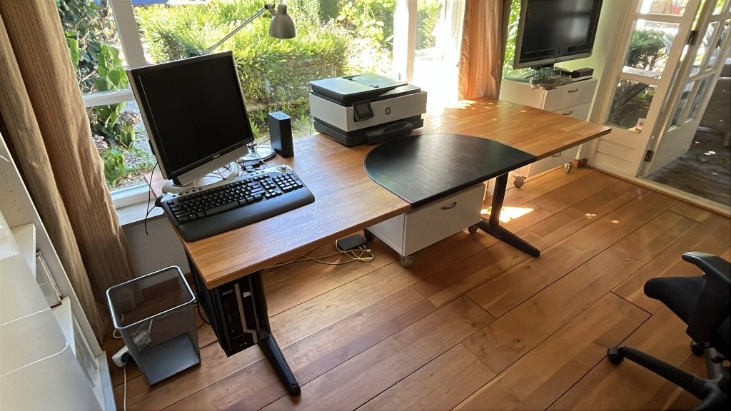 Groot bureau ca 80 x 200 cm, Ophalen, Gebruikt, Hout, Bruin