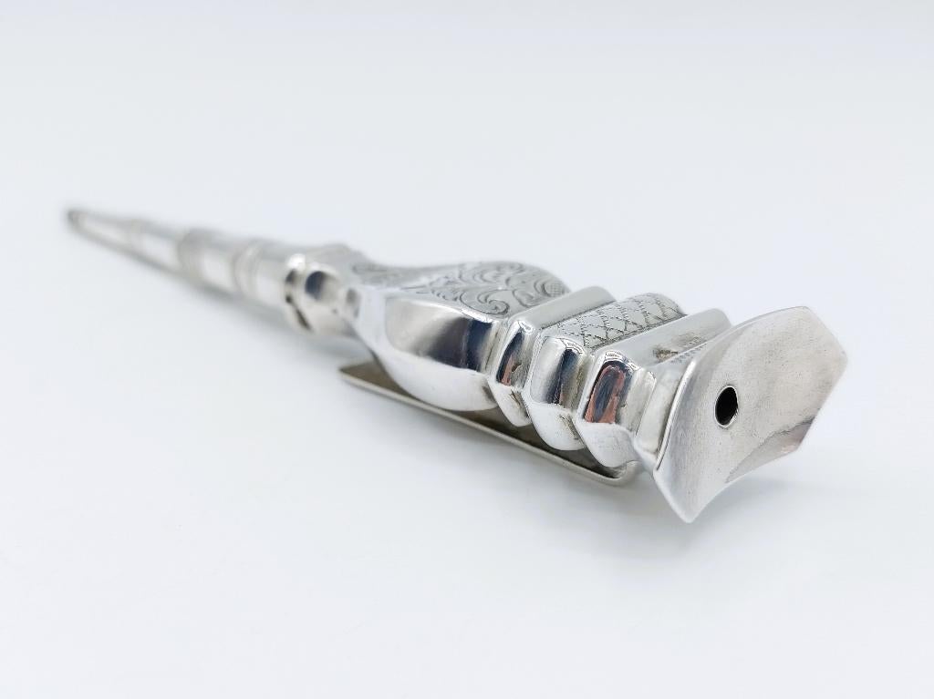 Zilveren breipenhouder, H. Ament, Joure, ca. 1870, Antiek en Kunst, Verzenden, Zilver